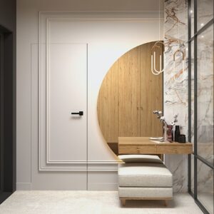 Eklektyczna część dzienna z łazienką