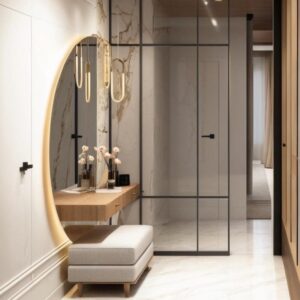 Eklektyczna część dzienna z łazienką