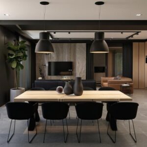 Strefa dzienna z elementami loftu