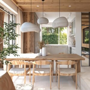 Eklektyczna część dzienna z łazienką