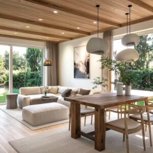 Eklektyczna część dzienna z łazienką